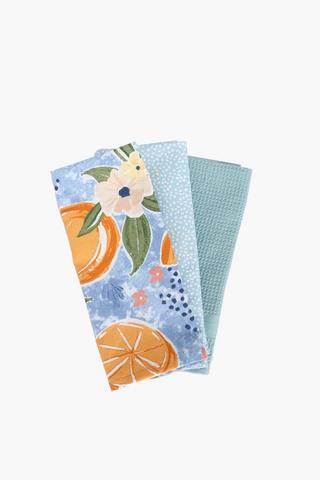 3 Pack Printed Olive Tea Towels