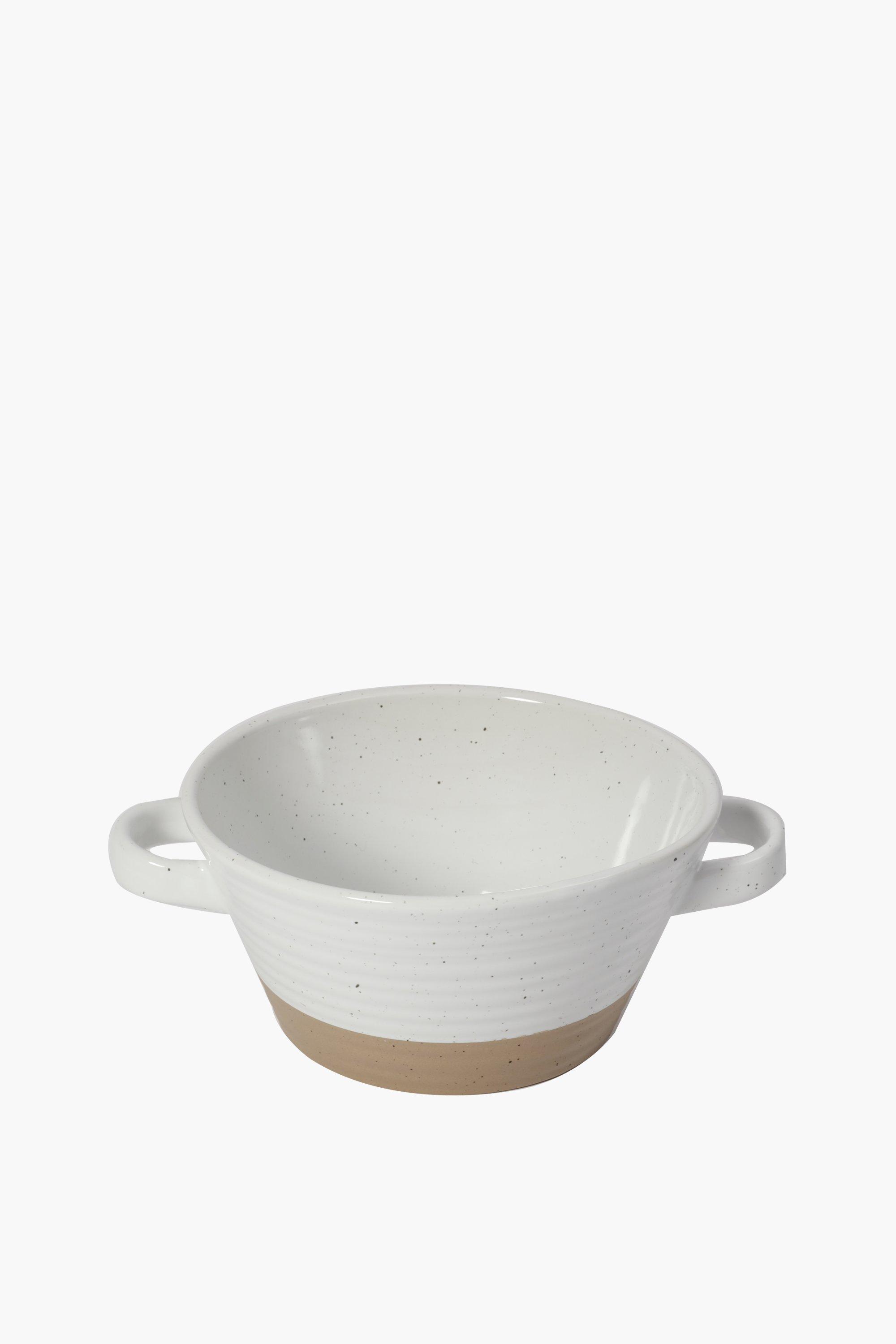 Stoneware White Ribbed Bowl