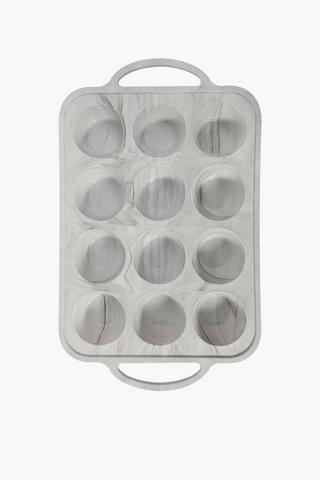 Marble Silicone 12 Cup Muffin Tray