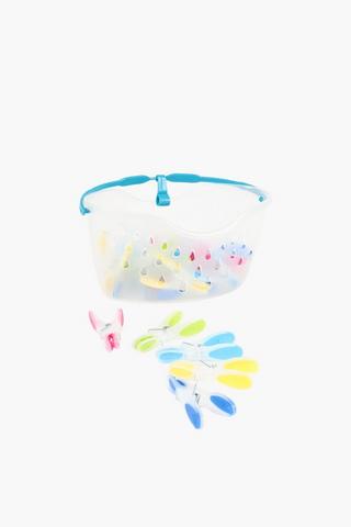 24 Rubber Grip Pegs In Plastic Container