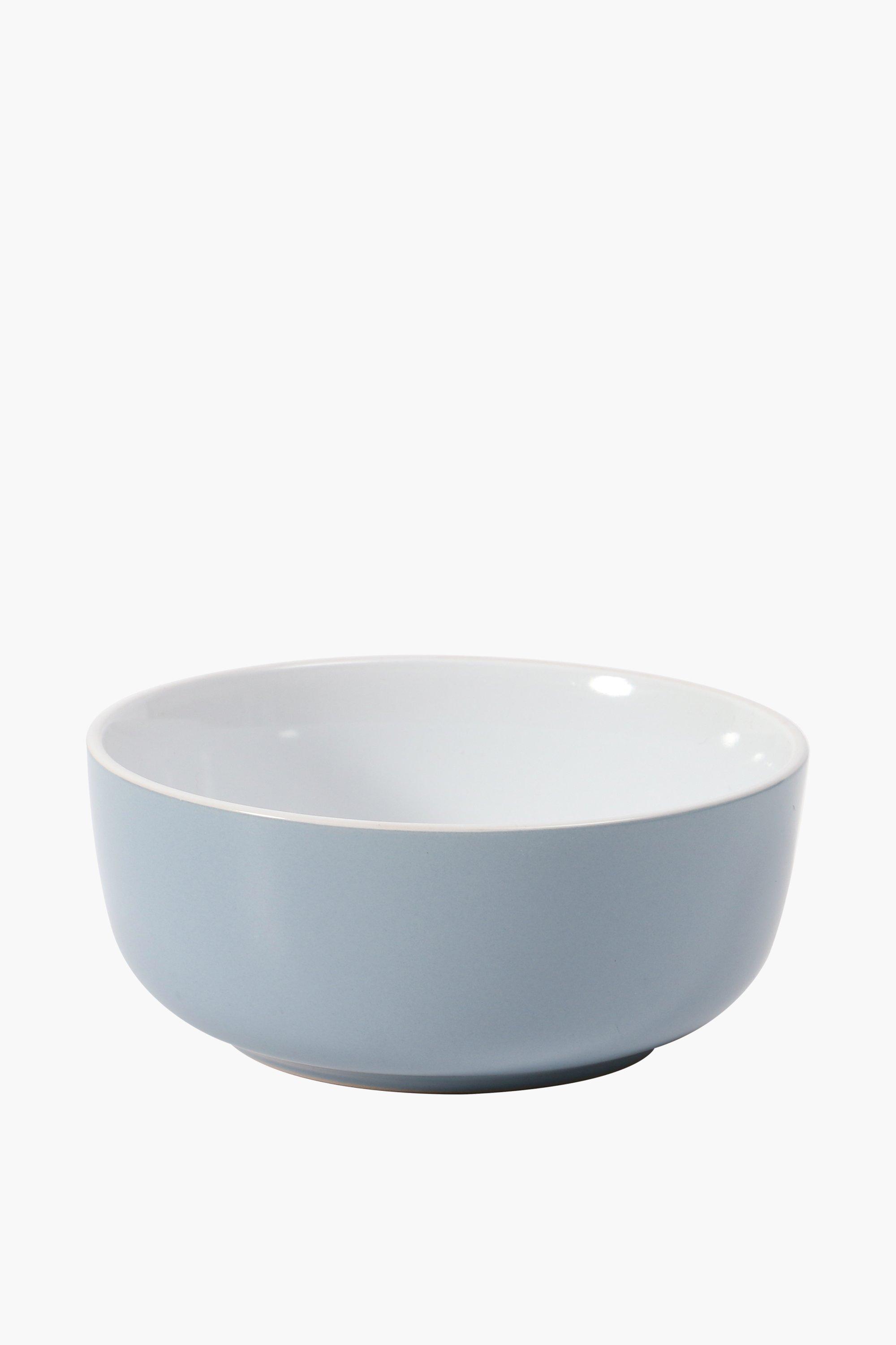 Sky Two-Tone Ceramic Ribbed Bowl 20.8x3.8cm