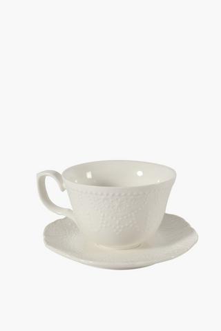Porcelain Embossed Cup And Saucer