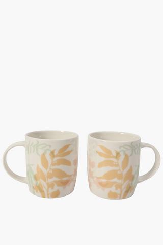 2 Pack Porcelain Leaf Mug
