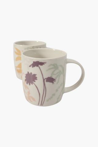 2 Pack Porcelain Leaf Mug