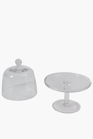 Glass Cake Stand With Dome Small