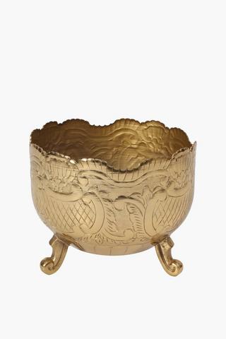 Scalloped Embossed Metal Bowl Medium