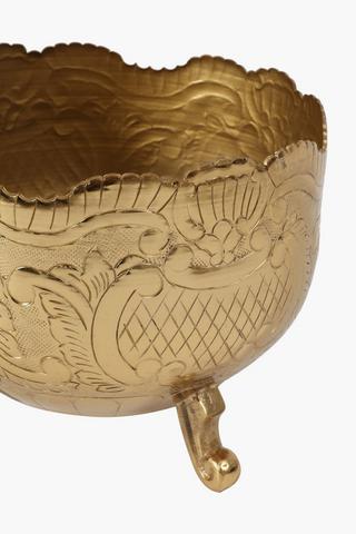 Scalloped Embossed Metal Bowl Medium