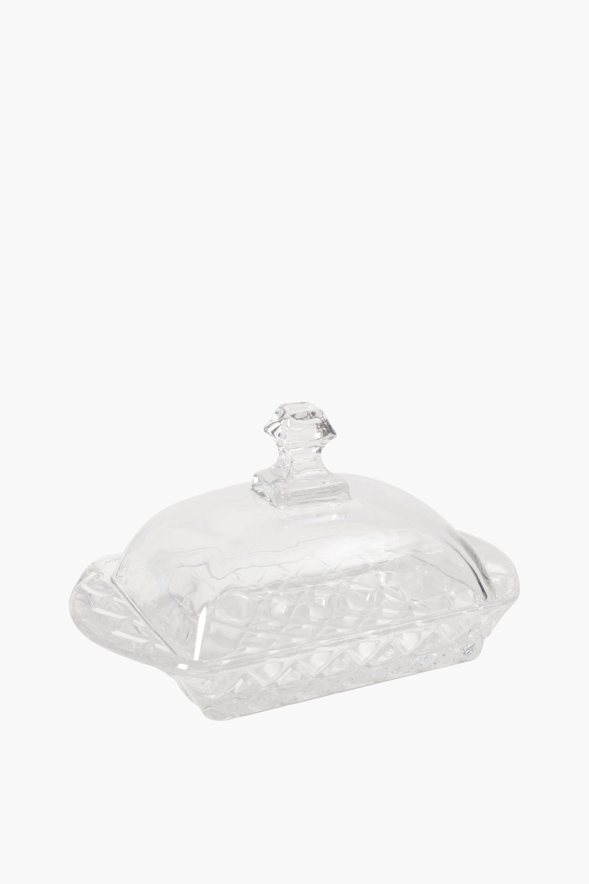 Ridged Glass Butter Dish