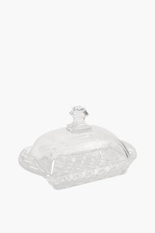 Ridged Glass Butter Dish