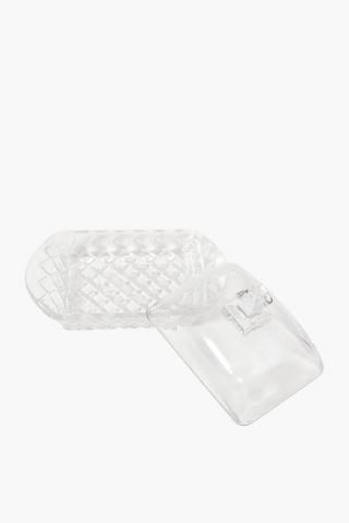 Ridged Glass Butter Dish