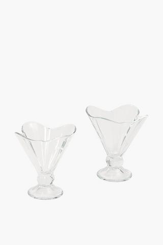 2 Glass Ice Cream Bowls