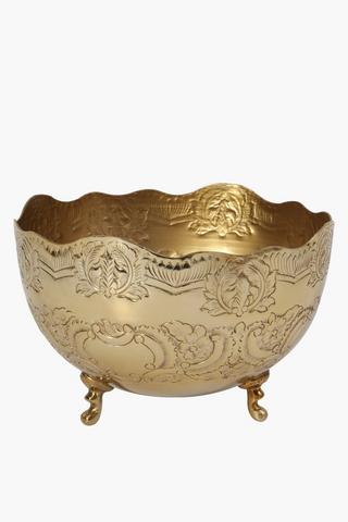 Scalloped Embossed Metal Bowl Large