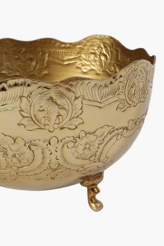 Scalloped Embossed Metal Bowl Large