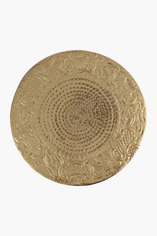 Scalloped Embossed Metal Cake Stand
