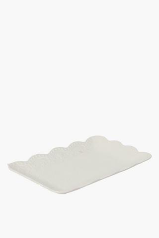 Embossed Rim Stoneware Platter