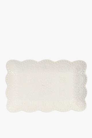 Embossed Rim Stoneware Platter