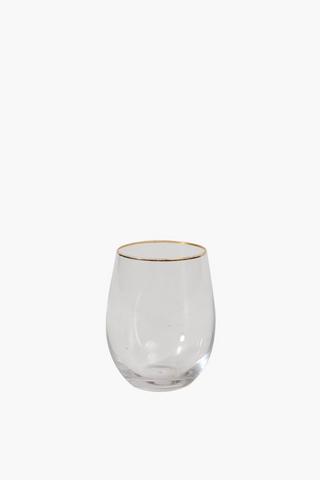 Metallic Rim Stemless Wine Glass