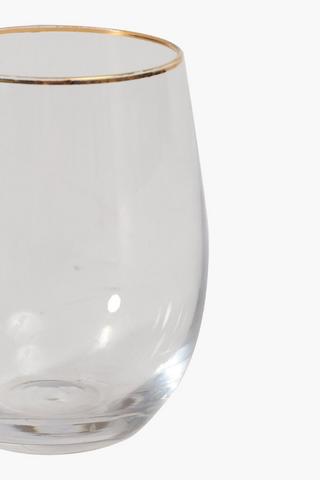 Metallic Rim Stemless Wine Glass