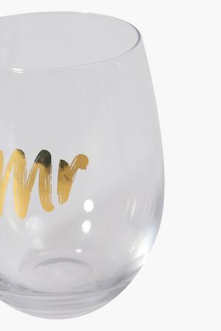 Mr And Mrs Stemless Wine Glasses