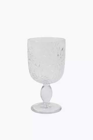 Floral Textured Wine Glass