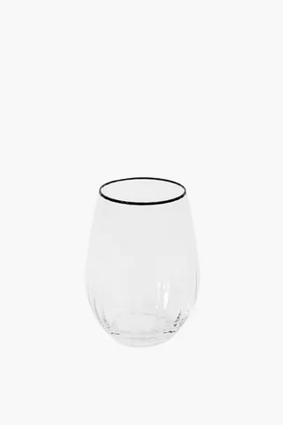 Metallic Rim Stemless Wine Glass