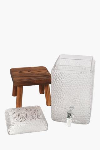 Glass Dispenser With Wooden Stand