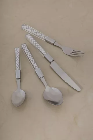 16 Piece Stainless Steel Geometric Cutlery Set