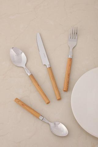 24 Piece Wood Handle Cutlery Set