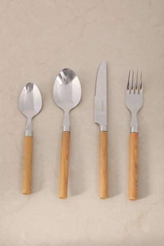 24 Piece Wood Handle Cutlery Set