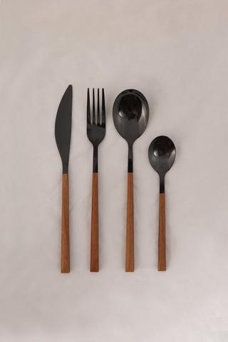 24 Piece Wood Handle Cutlery Set