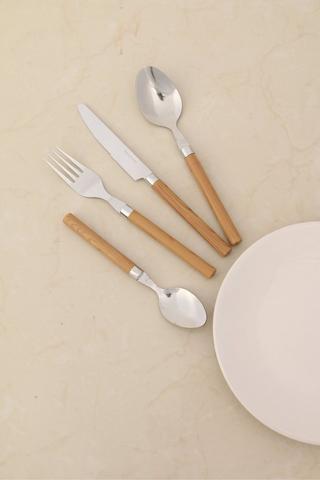 24 Piece Wood Handle Cutlery Set