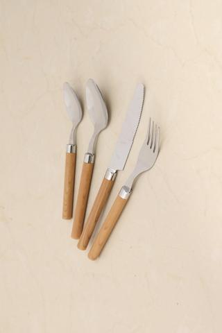 24 Piece Wood Handle Cutlery Set