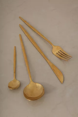 16 Piece Stainless Steel Metallic Cutlery Set