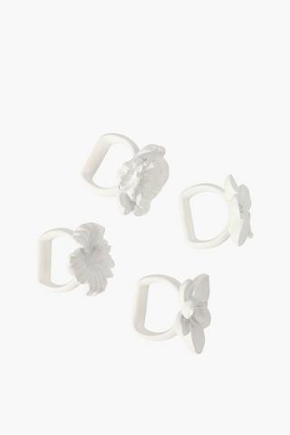 4 Pack Floral Napkin Rings