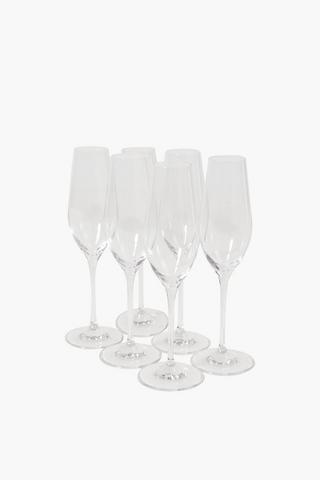6 Pack Splendour Crystalline Champagne Flutes