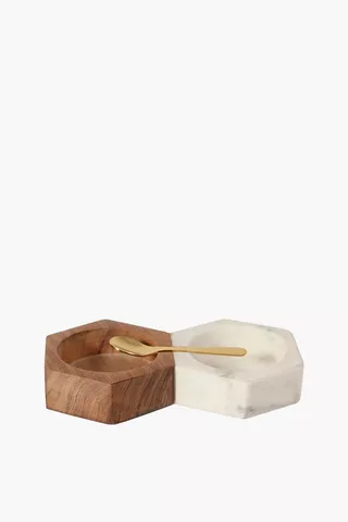 Marble And Wood Serving Bowls