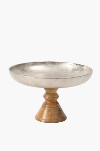 Pewter And Wood Cake Stand