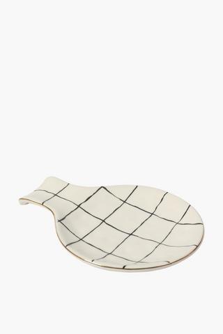 Metallic Rim Ceramic Spoon Rest