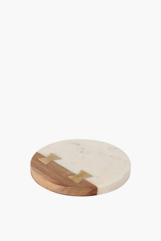 4 Pack Marble And Wood Coasters
