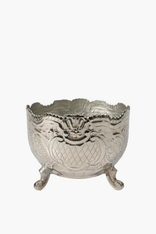Scalloped Embossed Metal Bowl Medium