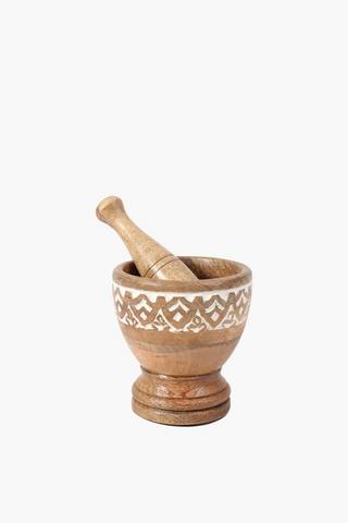 Carved Mangowood Pestle And Mortar