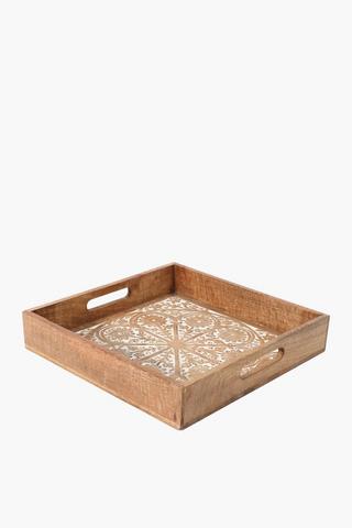 Carved Mangowood Square Tray