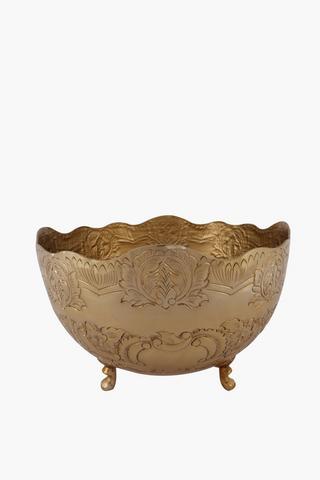 Scalloped Embossed Metal Bowl Large