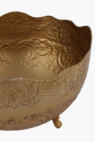 Scalloped Embossed Metal Bowl Large