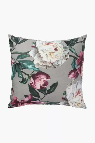 Printed Peonies Feather Scatter Cushion, 60x60cm