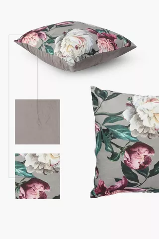Printed Peonies Feather Scatter Cushion, 60x60cm