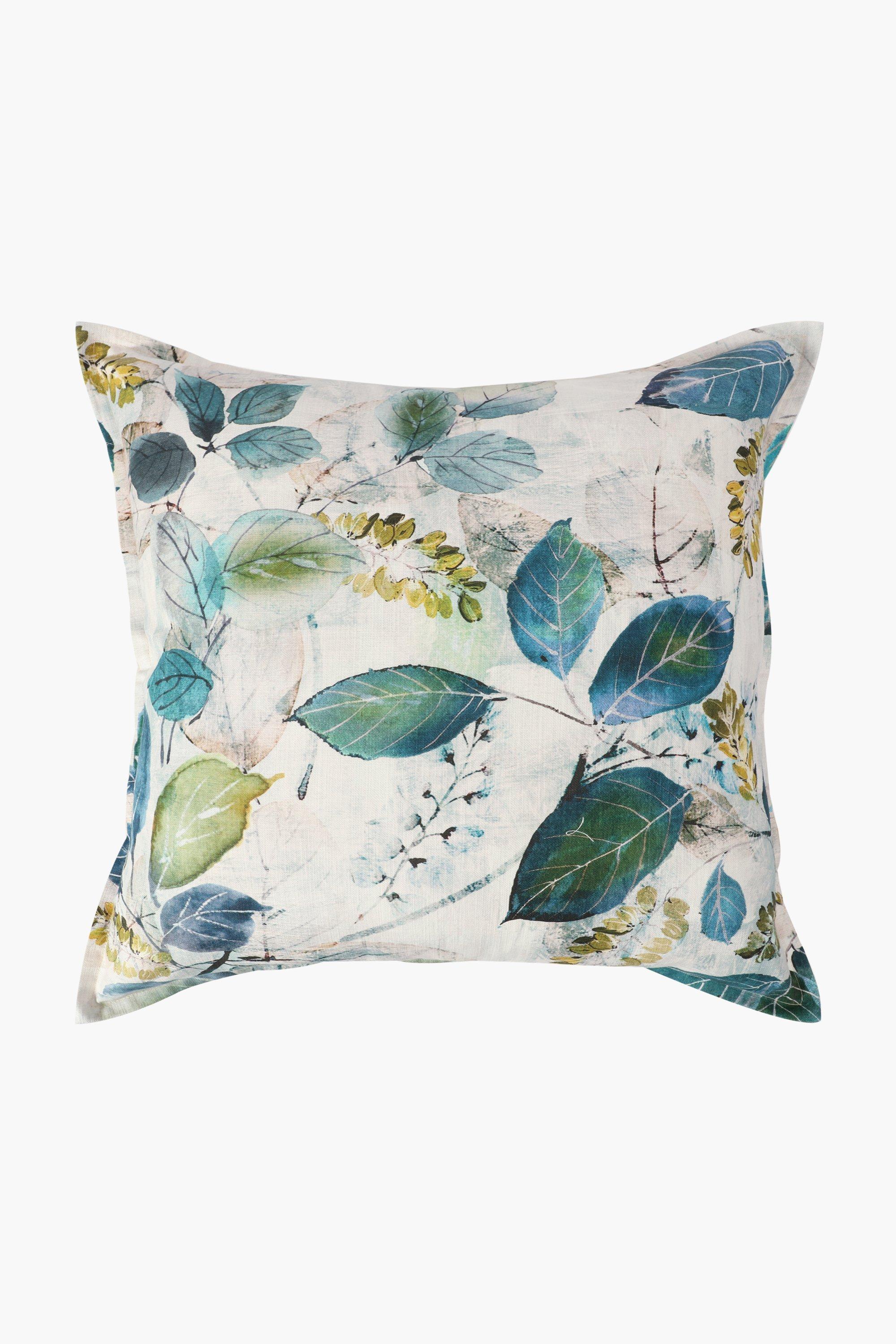 Printed Gum Leaf Feather Scatter Cushion, 60x60cm