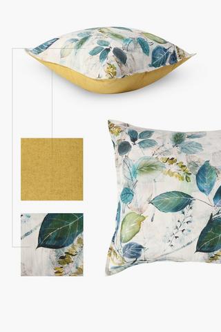 Printed Gum Leaf Feather Scatter Cushion, 60x60cm