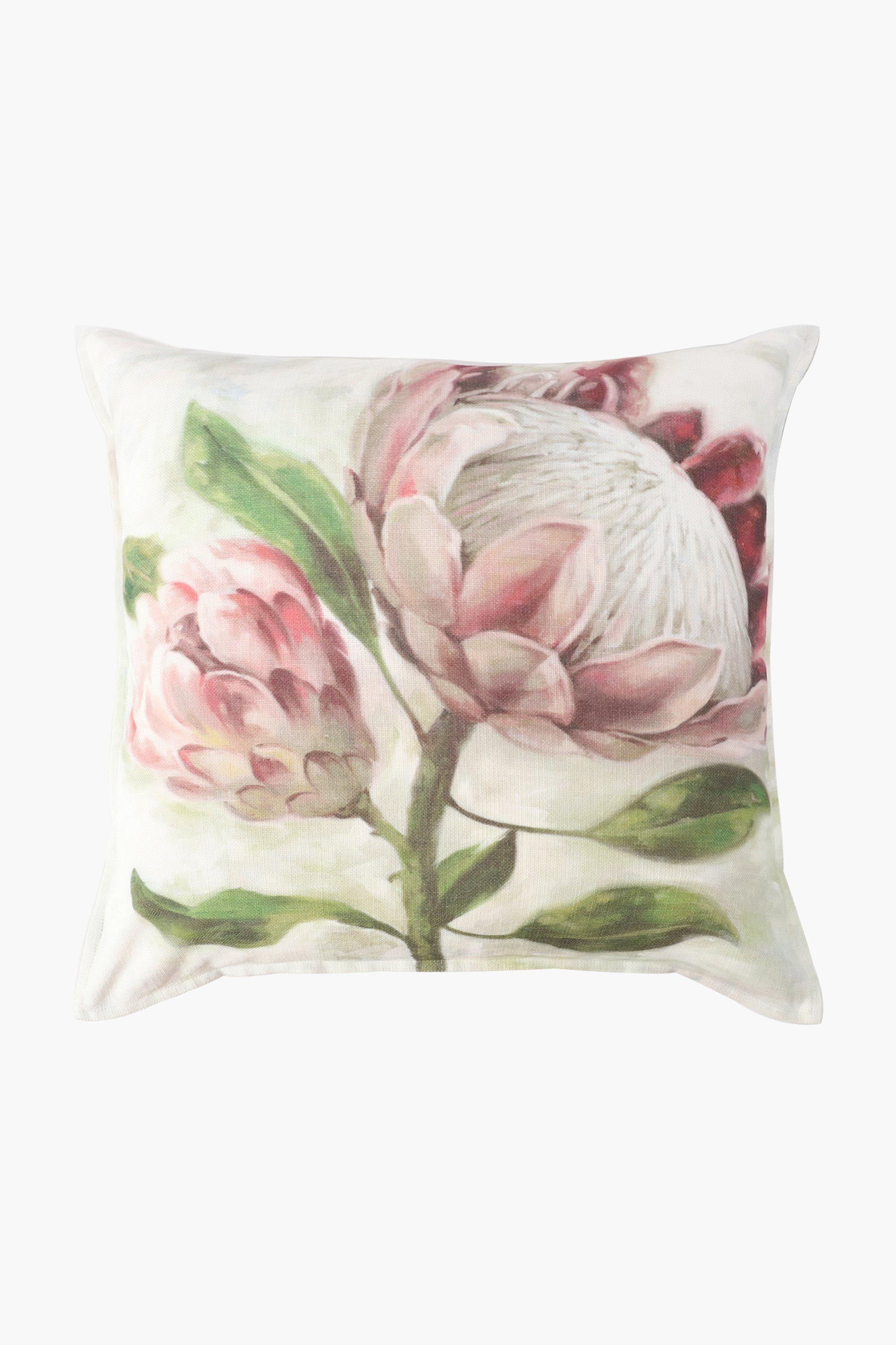 Printed Loxton Protea Feather Scatter Cushion, 60x60cm