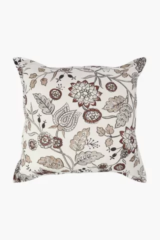 Printed Antique Floral Feather Scatter Cushion, 60x60cm